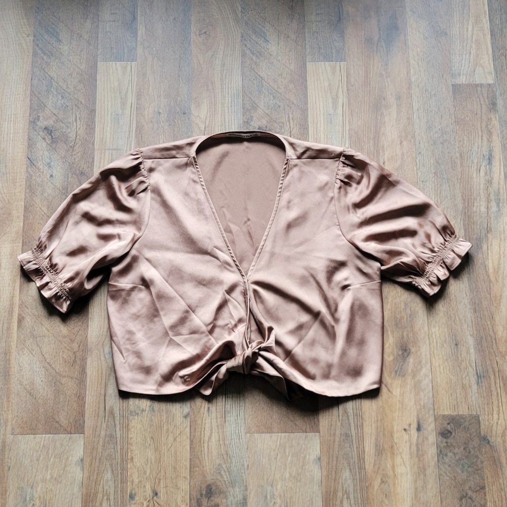 Abercrombie & Fitch Tie Front Satin Top